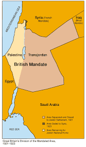 A map of the british mandate in palestine and israel.